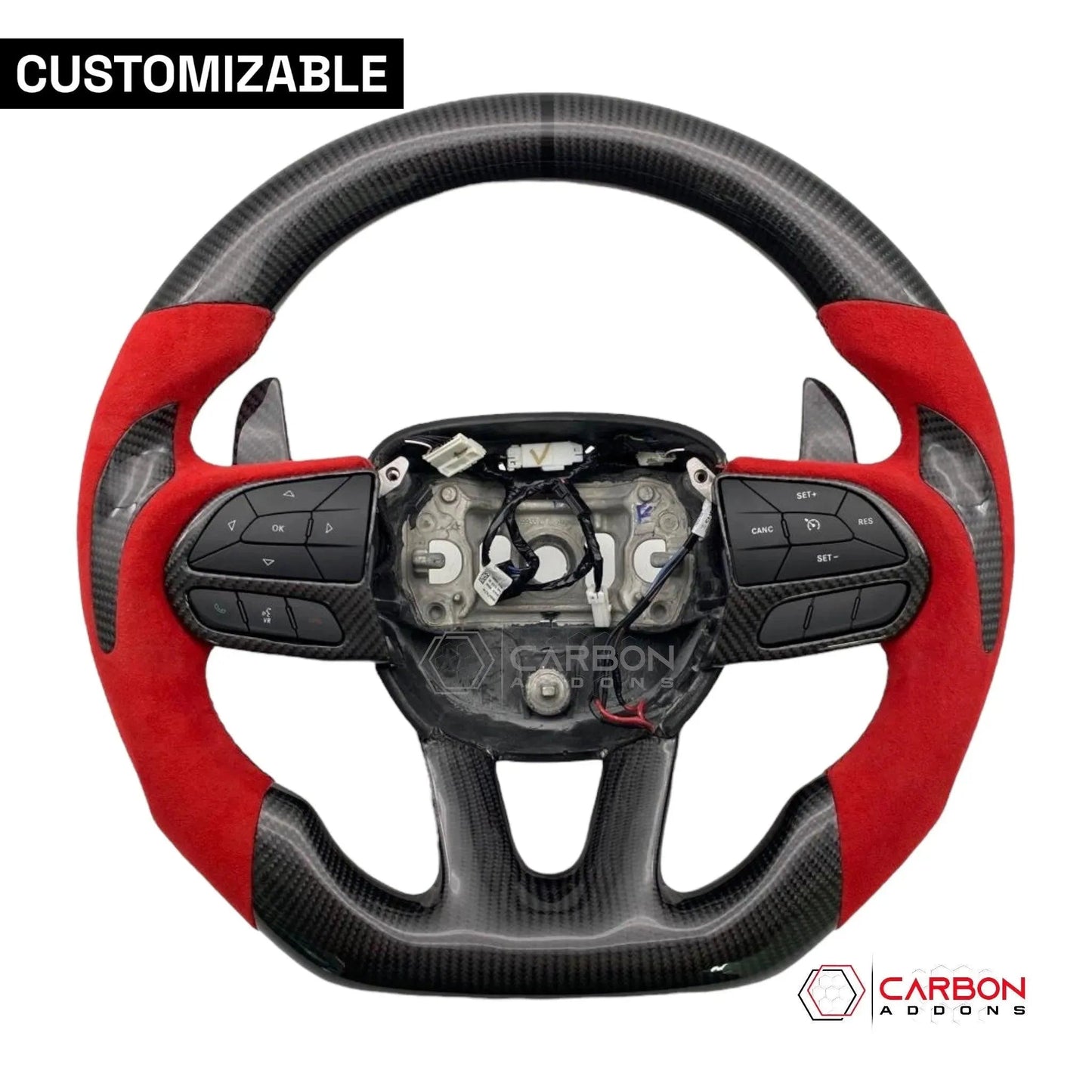 [Complete/Heated] Customizable Carbon Fiber Steering Wheel | 2015-2023 Dodge Charger Challenger Durango