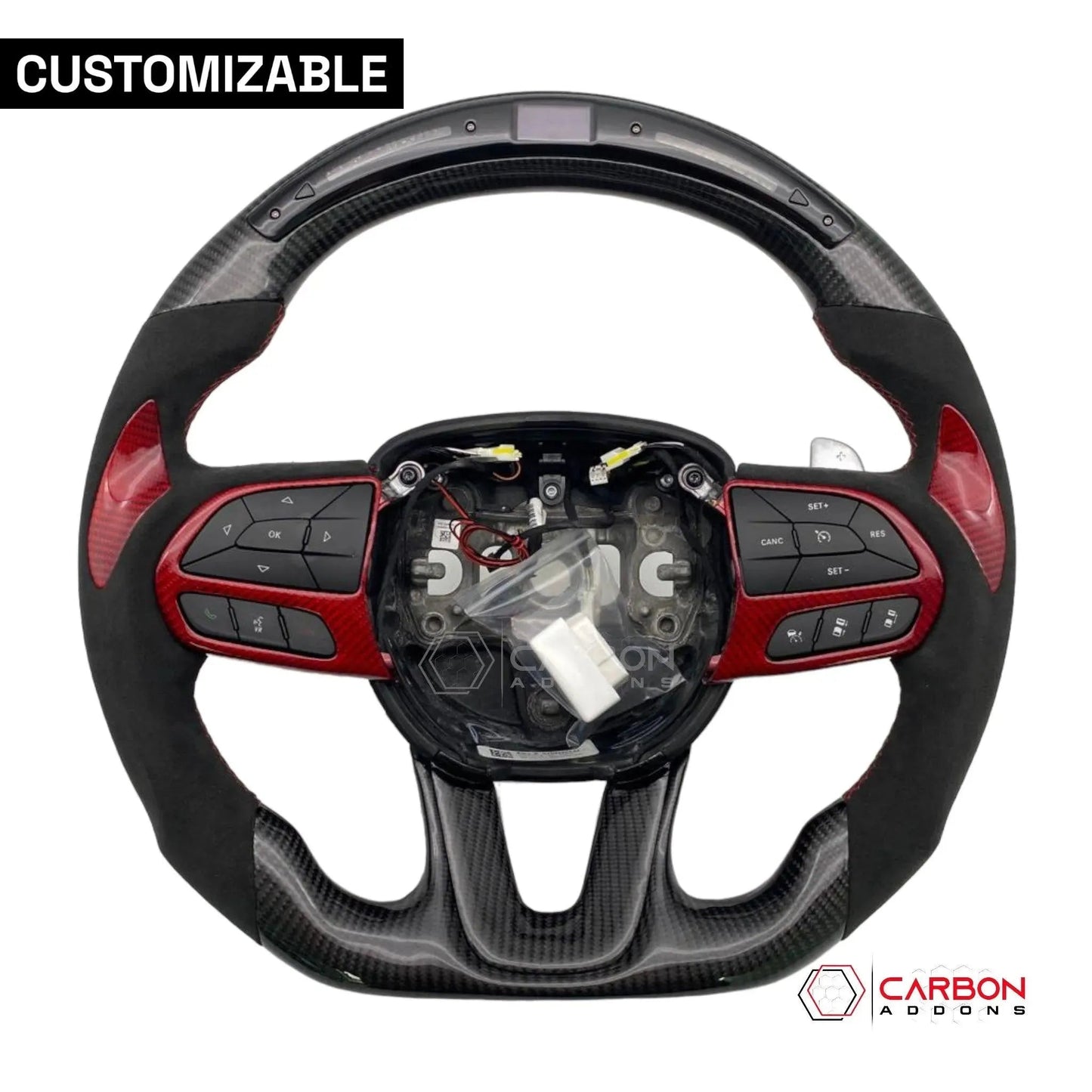 [Complete/Heated] Customizable Carbon Fiber Steering Wheel | 2015-2023 Dodge Charger Challenger Durango