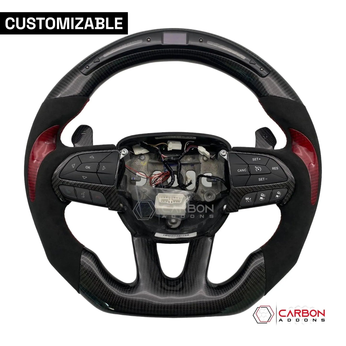 [Complete/Heated] Customizable Carbon Fiber Steering Wheel | 2015-2023 Dodge Charger Challenger Durango