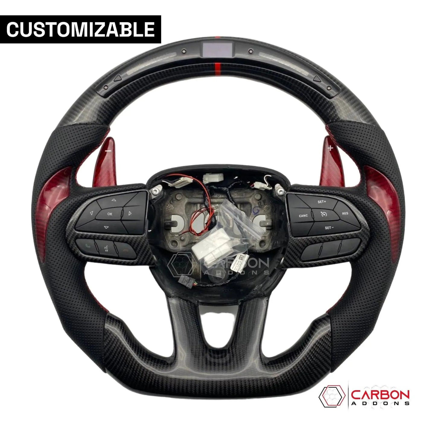 [Complete/Heated] Customizable Carbon Fiber Steering Wheel | 2015-2023 Dodge Charger Challenger Durango