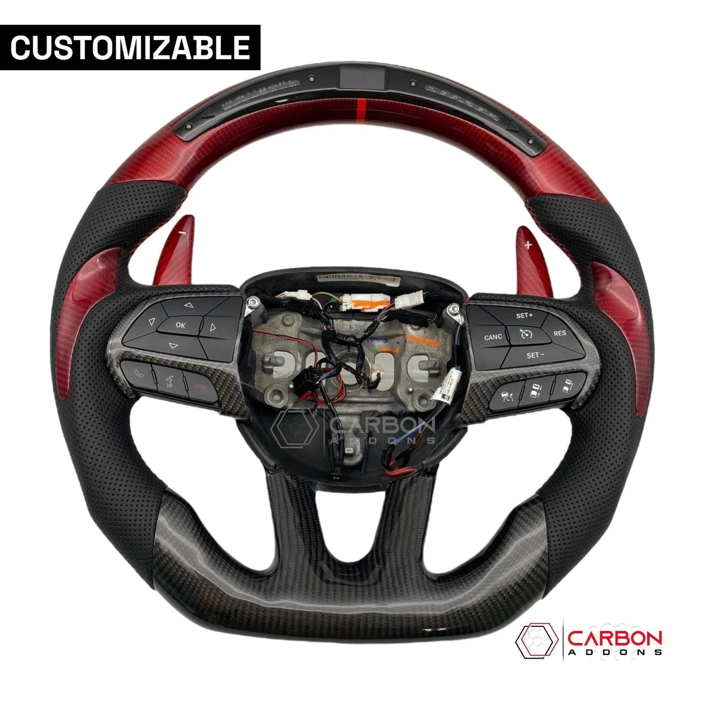 [Complete/Heated] Customizable Carbon Fiber Steering Wheel | 2015-2023 Dodge Charger Challenger Durango