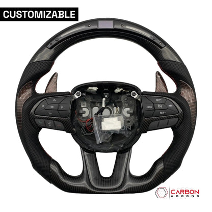 [Complete/Heated] Customizable Carbon Fiber Steering Wheel | 2015-2023 Dodge Charger Challenger Durango