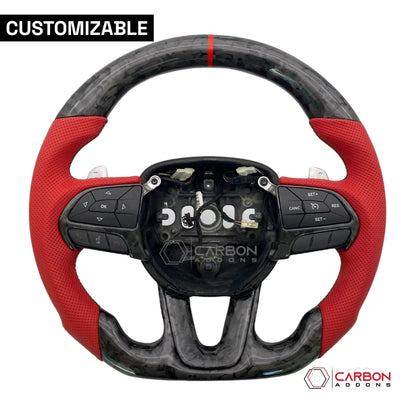 [Complete/Heated] Customizable Carbon Fiber Steering Wheel | 2015-2023 Dodge Charger Challenger Durango