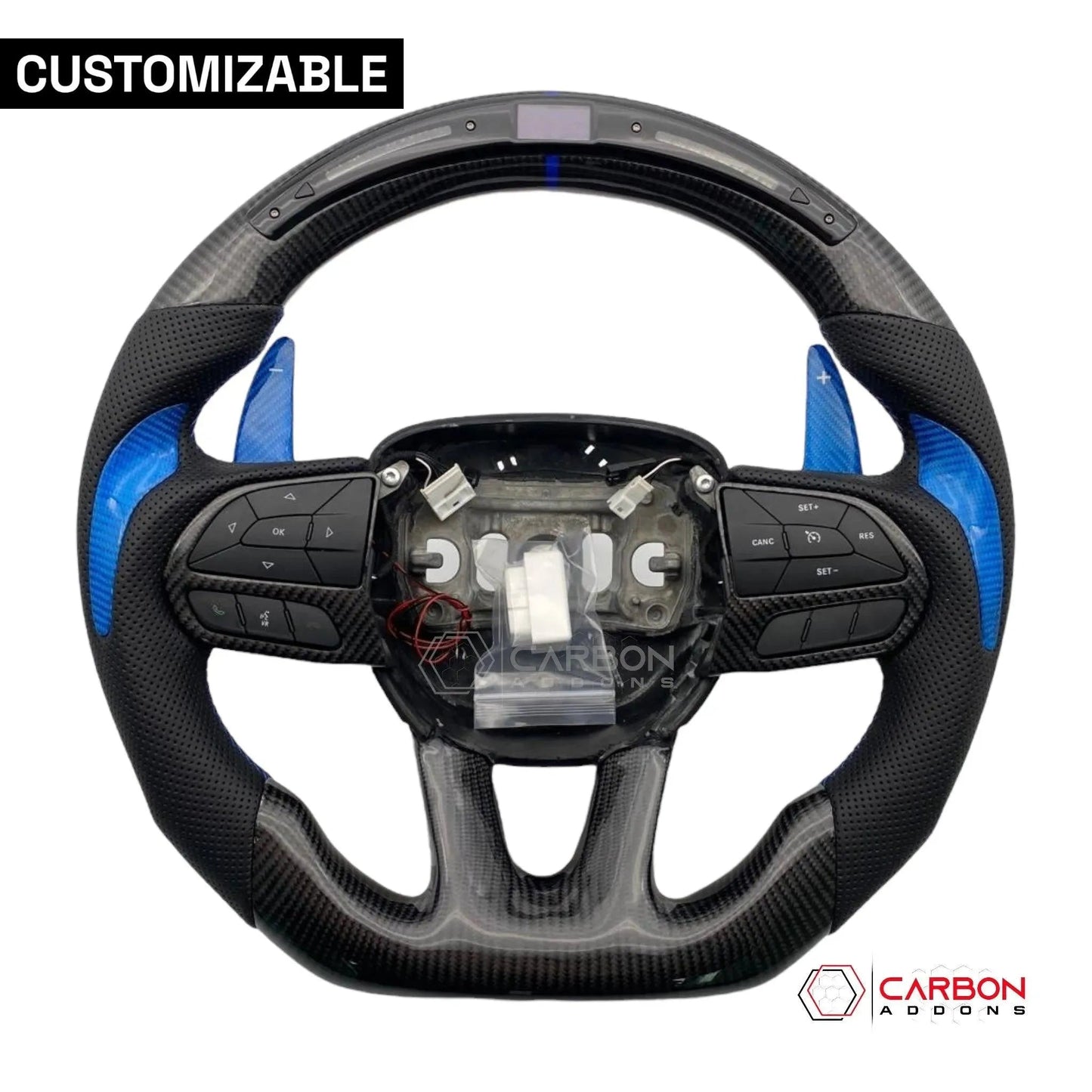 [Complete/Heated] Customizable Carbon Fiber Steering Wheel | 2015-2023 Dodge Charger Challenger Durango