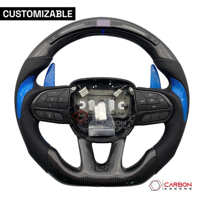 [Complete/Heated] Customizable Carbon Fiber Steering Wheel | 2015-2023 Dodge Charger Challenger Durango