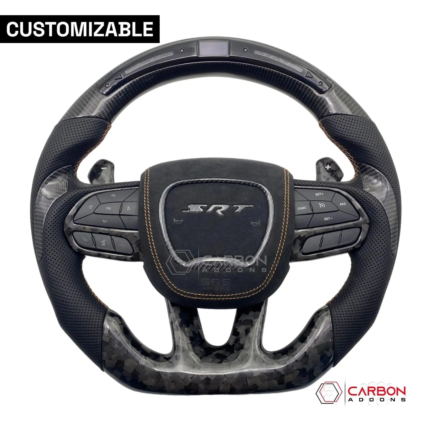 [Complete/Heated] Customizable Carbon Fiber Steering Wheel | 2015-2023 Dodge Charger Challenger Durango