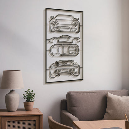 2003 Carrera GT Quad Profile Metal Frame Silhouette - MT1459