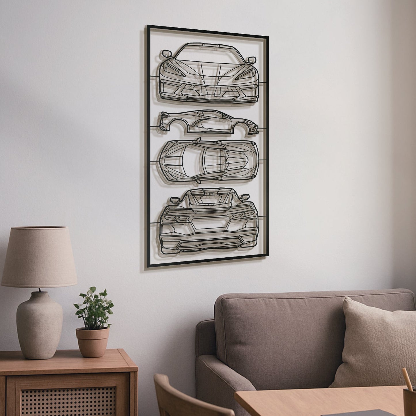 Corvette C8 Quad Profile Metal Frame Silhouette - MT1448
