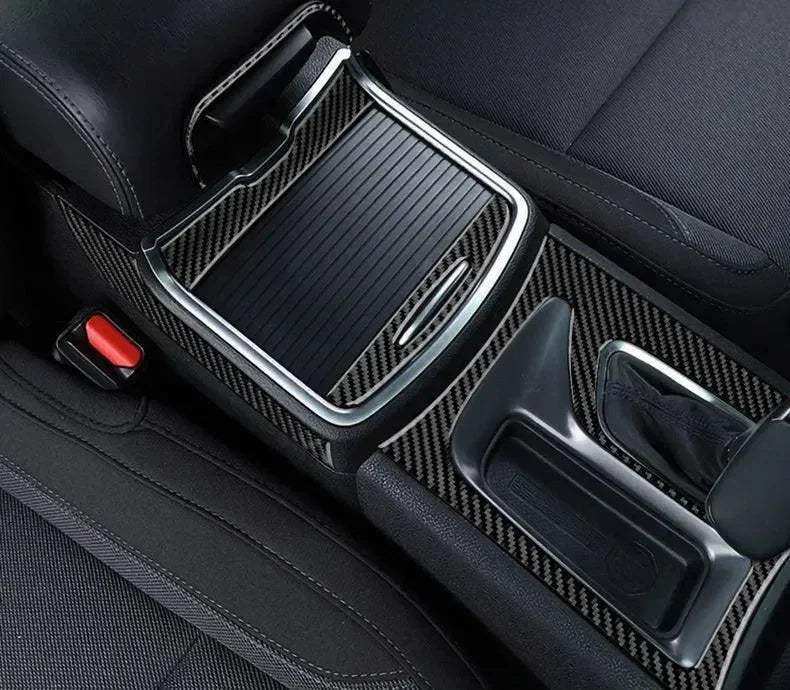 Dodge Charger 2015-2023 Carbon Fiber Front & Rear Center Console Panel Trim Overlays