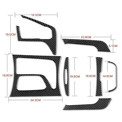 Dodge Charger 2015-2023 Carbon Fiber Front & Rear Center Console Panel Trim Overlays