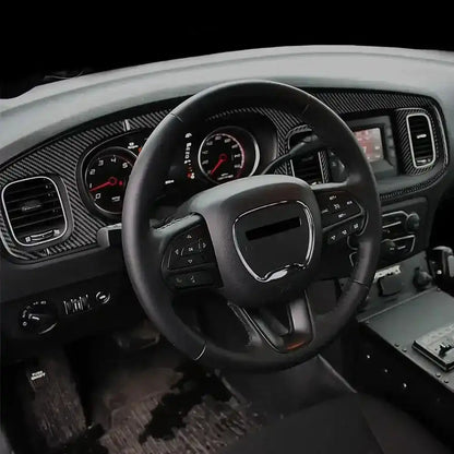 Dodge Charger 2015-2023 Real Carbon Fiber Full Dash Trim Kit Overlay