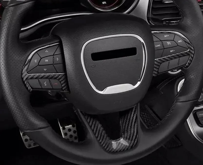 Dodge Charger Challenger Durango 2015-2023 Carbon Fiber Steering Wheel Trim Cover