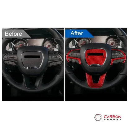 Dodge Charger/Challenger/Durango 2015-2024 Carbon Fiber Steering Wheel airbag and button trim Overlay