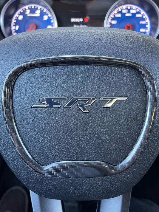 Dodge Charger/Challenger/Durango Carbon Fiber Airbag Chrome Trim Delete Cover 2015-2023