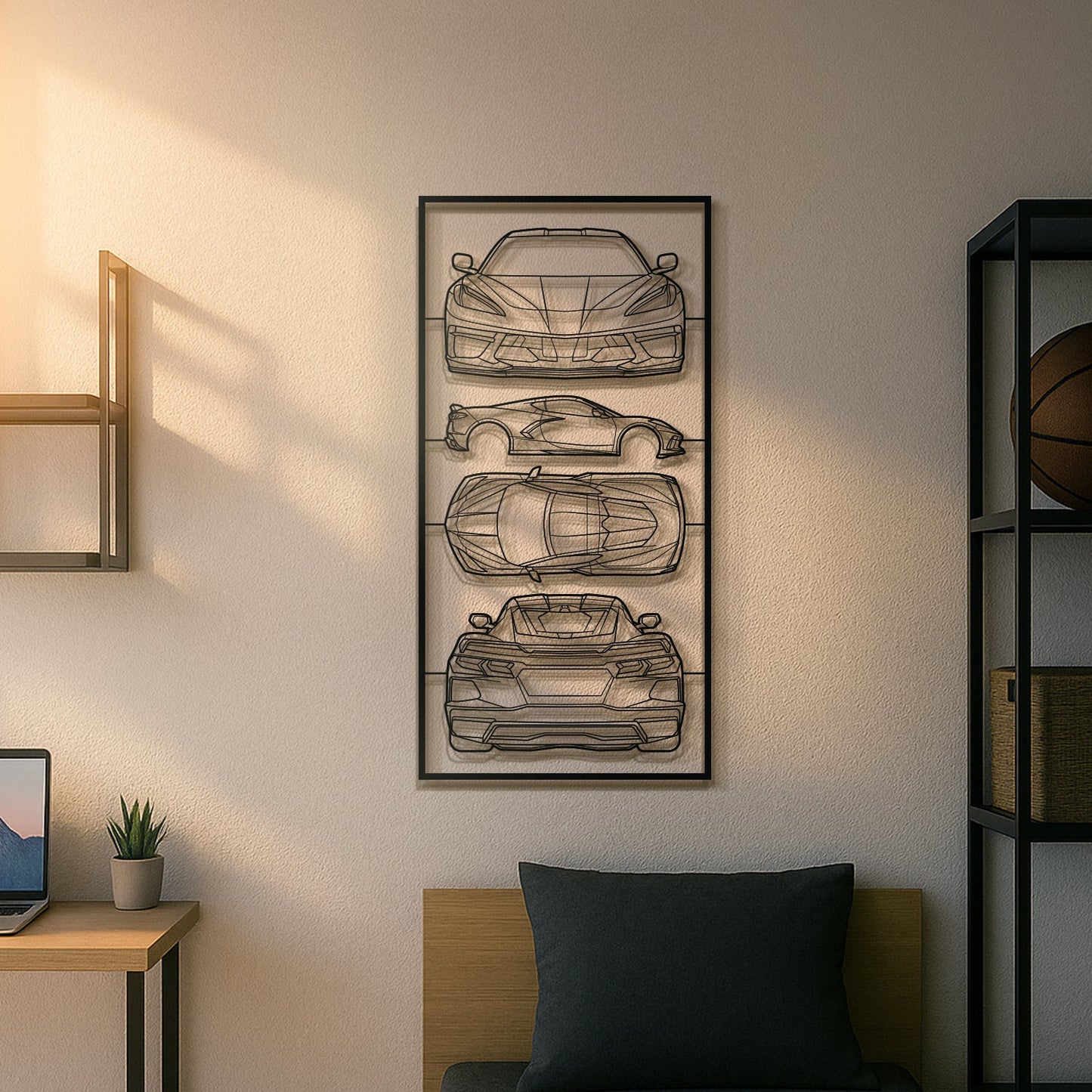Corvette C8 Quad Profile Metal Frame Silhouette - MT1448