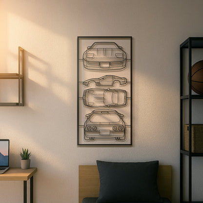 1984 Corvette C4 Quad Profile Metal Frame Silhouette - MT1445