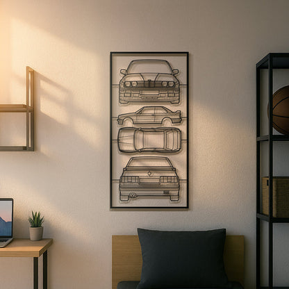 E30 Quad Profile Metal Frame Silhouette - MT1431