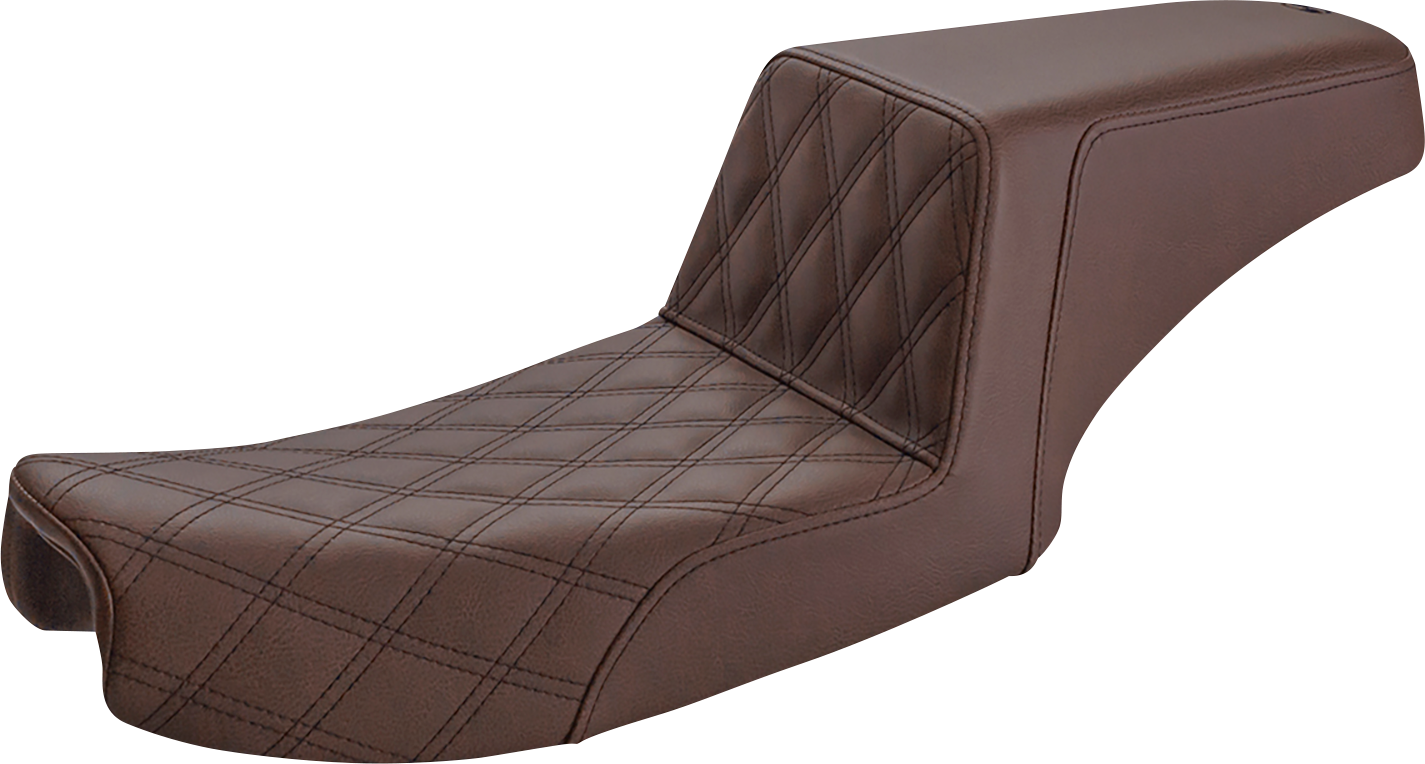 SADDLEMEN Step-Up Seat - Front Lattice Stitch - Brown - Dyna 891-04-172BR