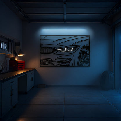 F82 M4 Apex Front View Metal Neon Frame Wall Art - MT1478