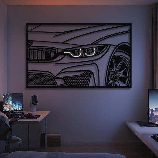 F82 M4 Apex Front View Metal Neon Frame Wall Art - MT1478