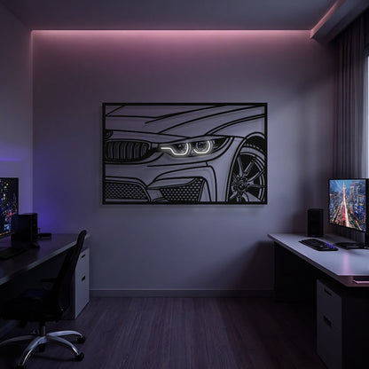 F82 M4 Apex Front View Metal Neon Frame Wall Art - MT1478