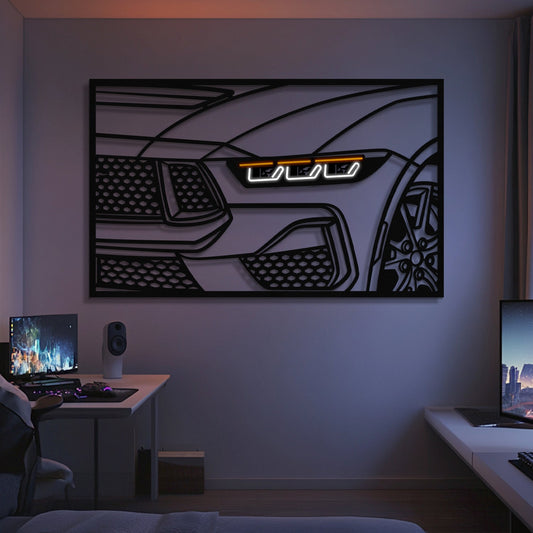 2024 Mustang GT Apex Front View Metal Neon Frame Wall Art - MT1473