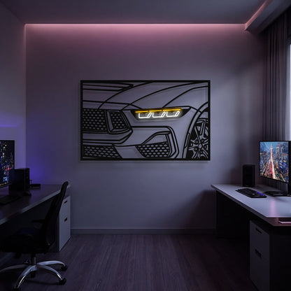 2024 Mustang GT Apex Front View Metal Neon Frame Wall Art - MT1473