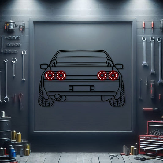 GT-R R32 Back View Metal Neon Car Wall Art - MTN0094