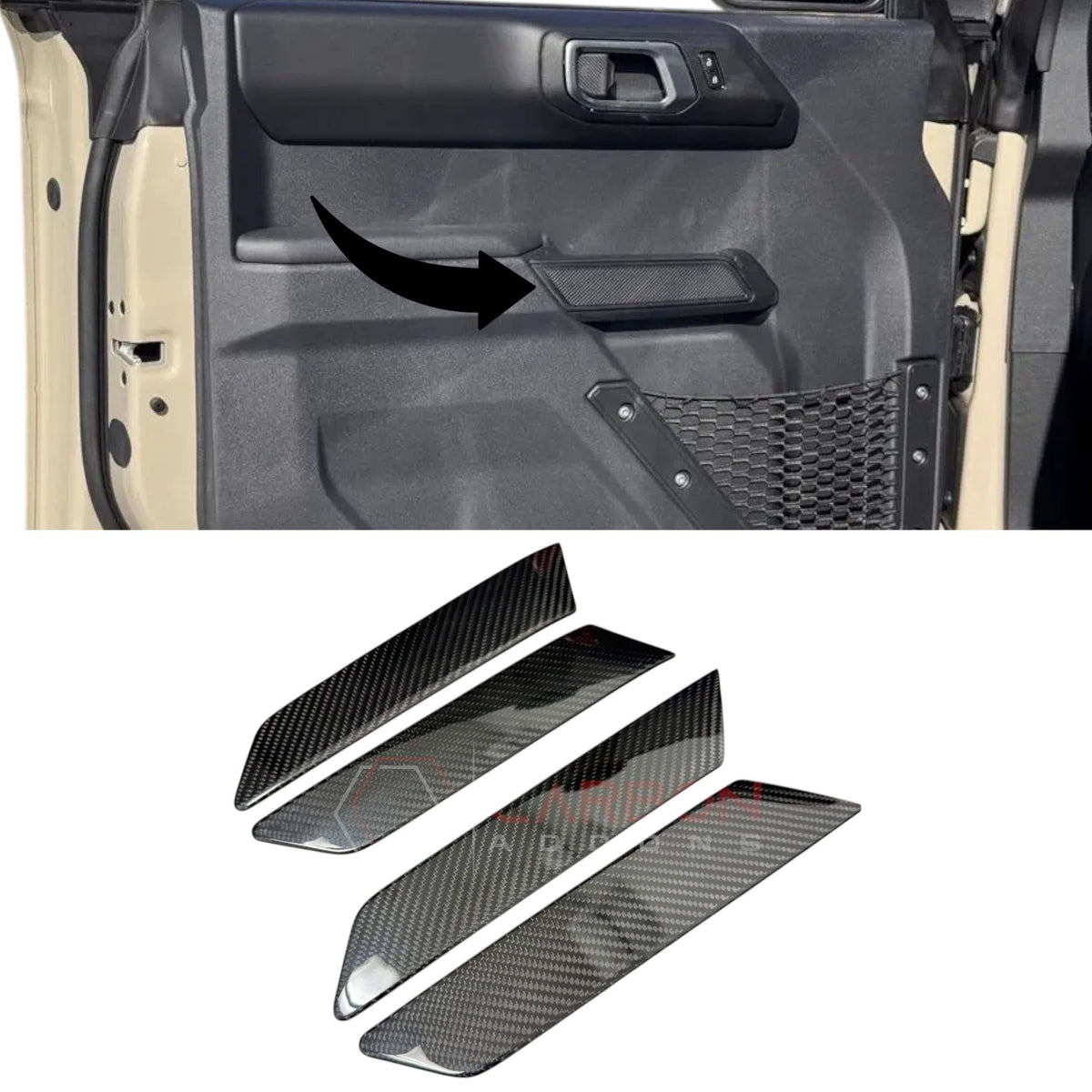 Real Carbon Fiber Interior Door Armrest Handle Trim Covers For 2021+ Ford Bronco