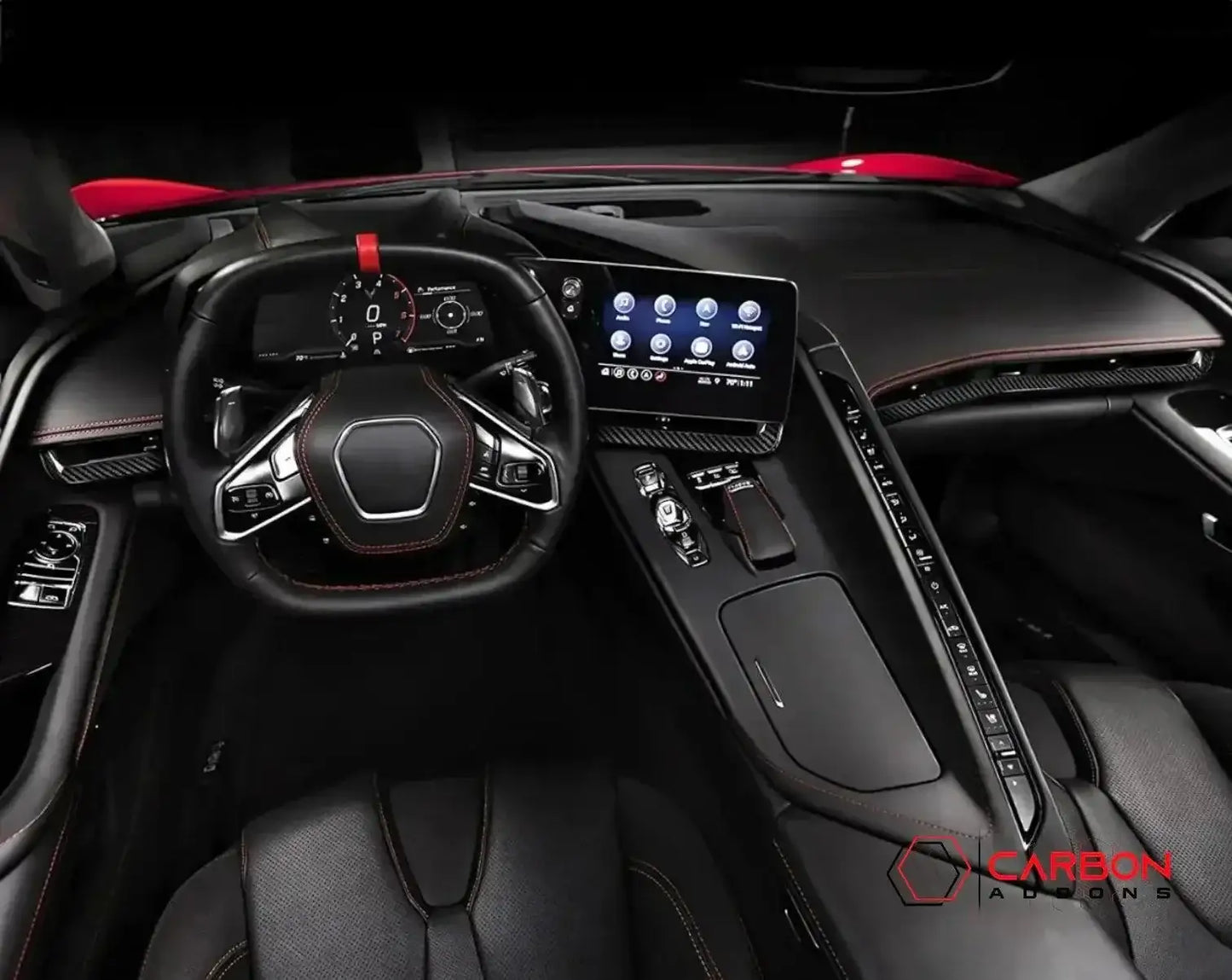 C8 Corvette Real Carbon Fiber Dash Chrome Trim Cover Kit | Interior Upgrade (2020–2025)