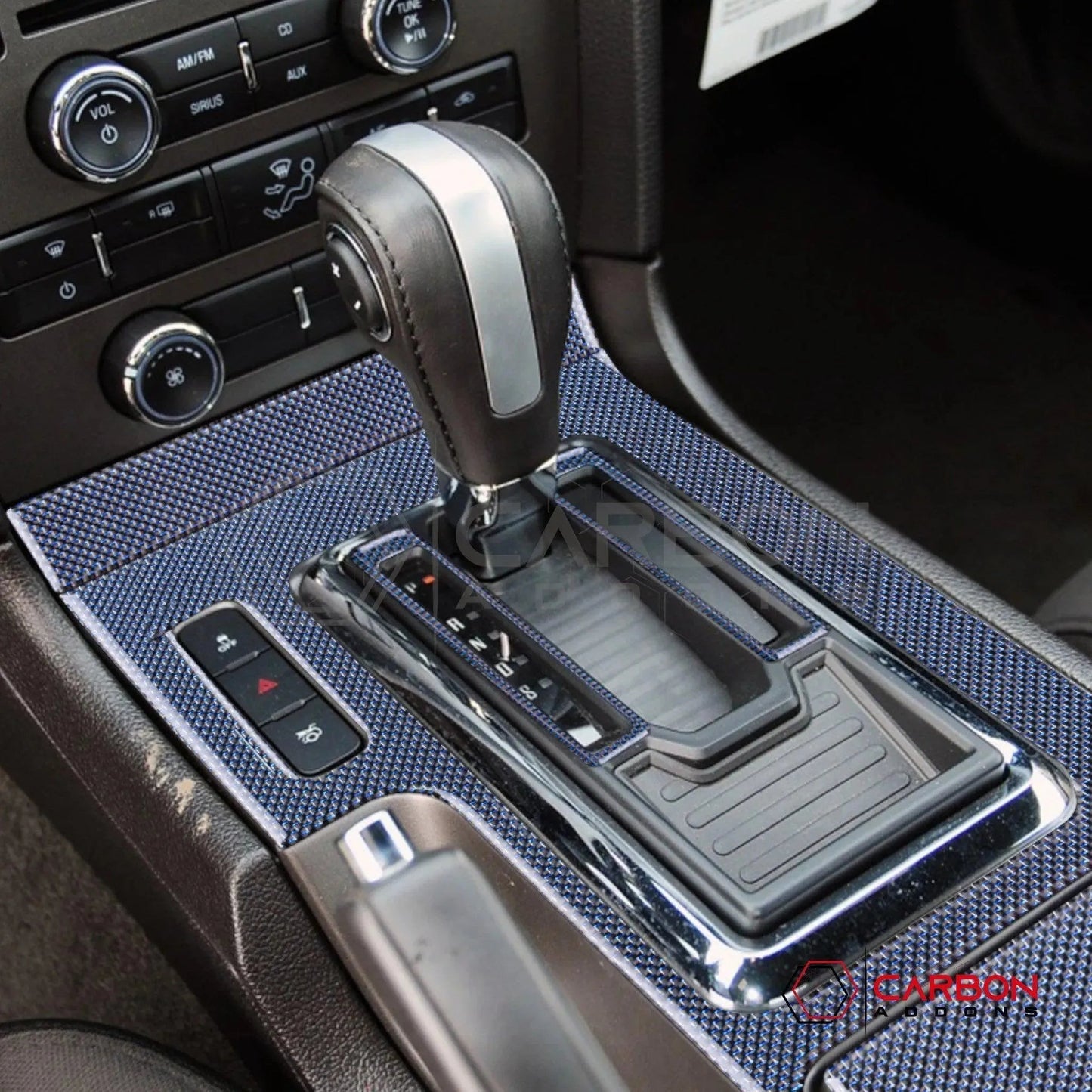 Mustang 2010-2014 Reflective Carbon Fiber Center Console Trim Overlay