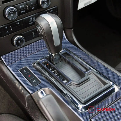 Reflective Carbon Fiber Center Console Trim Overlay For Mustang 2010-2014