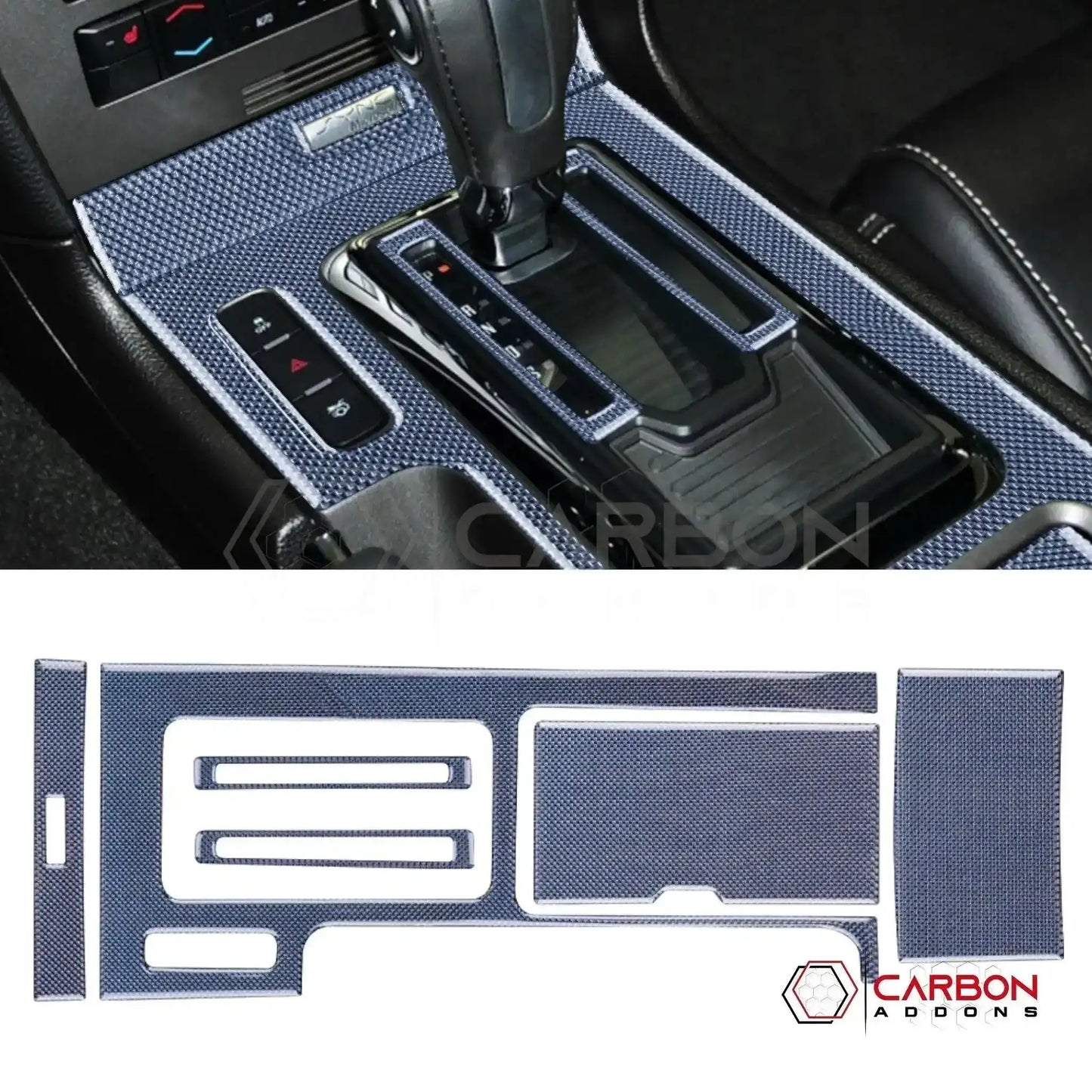 Reflective Carbon Fiber Center Console Trim Overlay For Mustang 2010-2014
