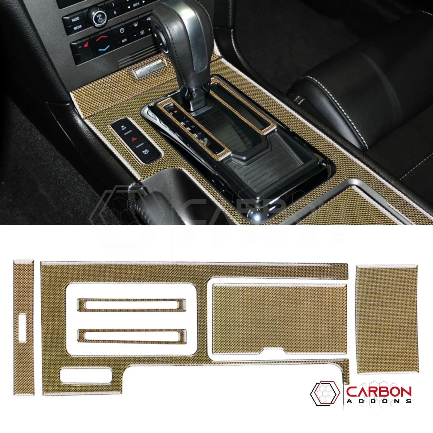 Mustang 2010-2014 Reflective Carbon Fiber Center Console Trim Overlay