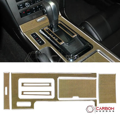 Reflective Carbon Fiber Center Console Trim Overlay For Mustang 2010-2014