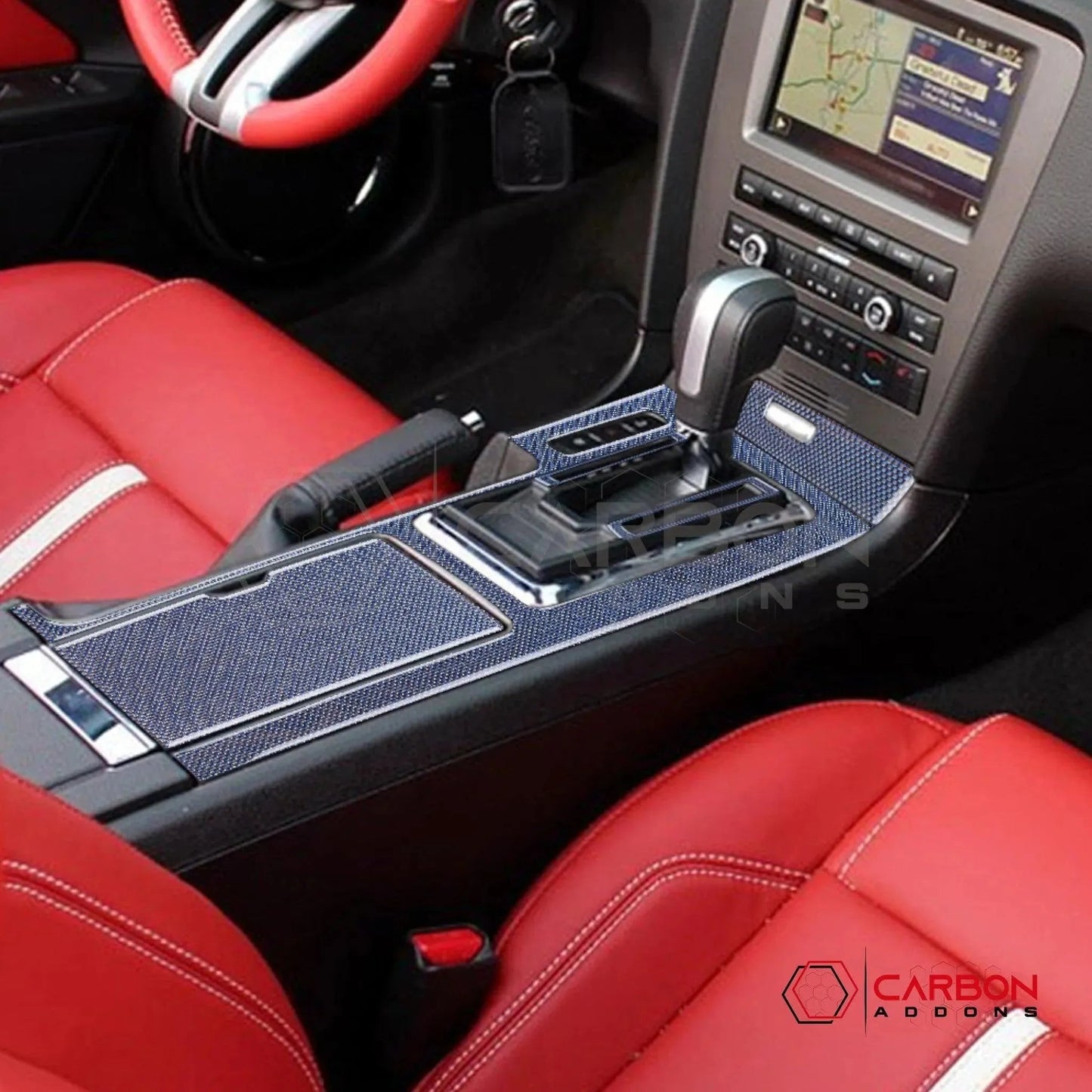 Mustang 2010-2014 Reflective Carbon Fiber Center Console Trim Overlay