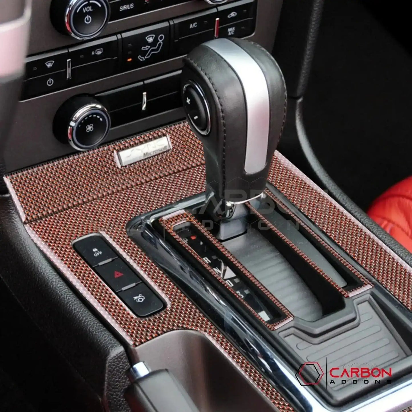 Reflective Carbon Fiber Center Console Trim Overlay For Mustang 2010-2014