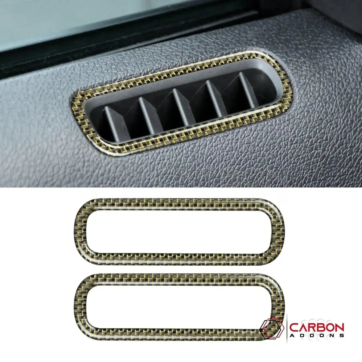 Reflective Carbon Fiber Door AC Vent Trim Overlay For Mustang 2010-2014
