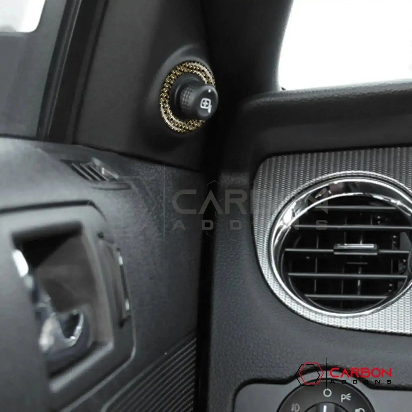 Reflective Carbon Fiber Mirror Adjuster Trim Overlay For Mustang 2010-2014