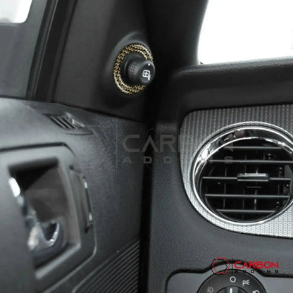 Reflective Carbon Fiber Mirror Adjuster Trim Overlay For Mustang 2010-2014