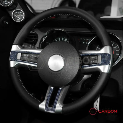 Reflective Carbon Fiber Steering Wheel Trim Overlay For Mustang 2010-2014