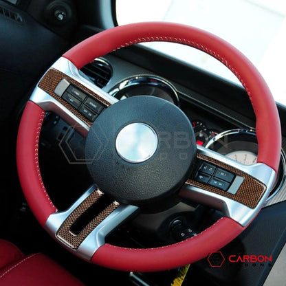 Mustang 2010-2014 Reflective Carbon Fiber Steering Wheel Trim Overlay
