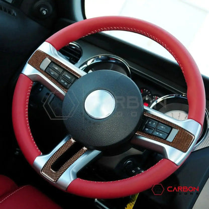 Reflective Carbon Fiber Steering Wheel Trim Overlay For Mustang 2010-2014