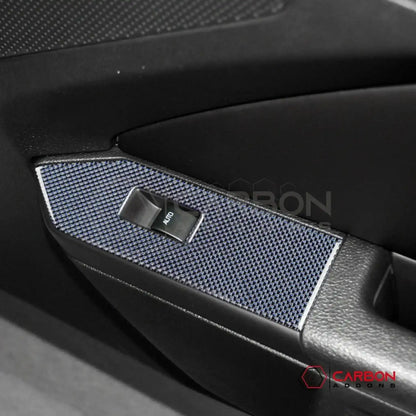 Reflective Carbon Fiber Window Switch Trim Overlay For Mustang 2010-2014