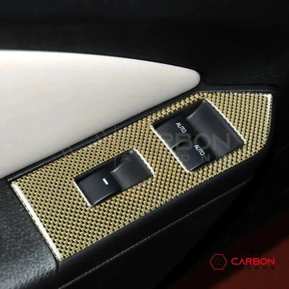 Reflective Carbon Fiber Window Switch Trim Overlay For Mustang 2010-2014