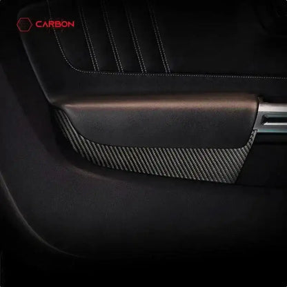 Carbon Fiber Front Door Panel Trim Overlay for 2015–2023 Ford Mustang