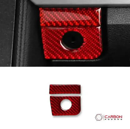 Carbon Fiber Glove Box Keyhole Trim Overlay for 2015–2023 Ford Mustang