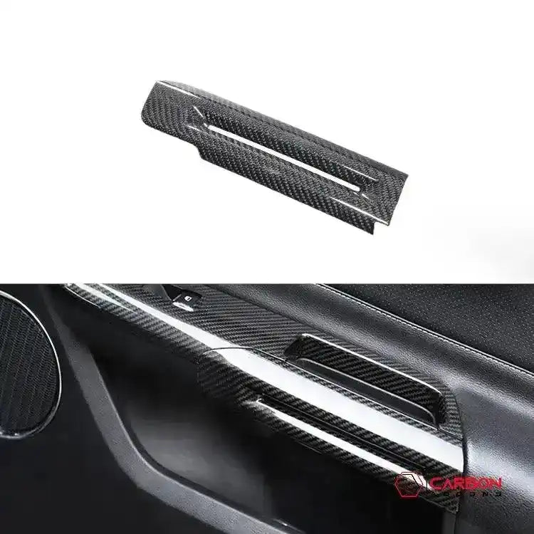 Carbon Fiber interior door chrome trim delete cover for Mustang 2015-2023