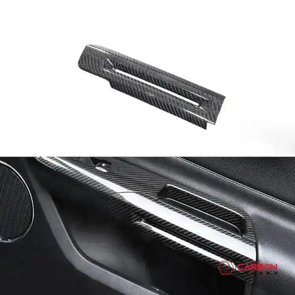 Carbon Fiber interior door chrome trim delete cover for Mustang 2015-2023