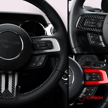 Mustang 2015-2023 Carbon Fiber Steering Wheel Chrome Delete Cover